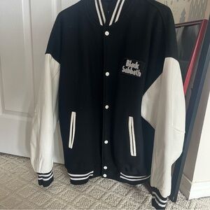 Black Sabbath Patch Black and White Varsity Jacket